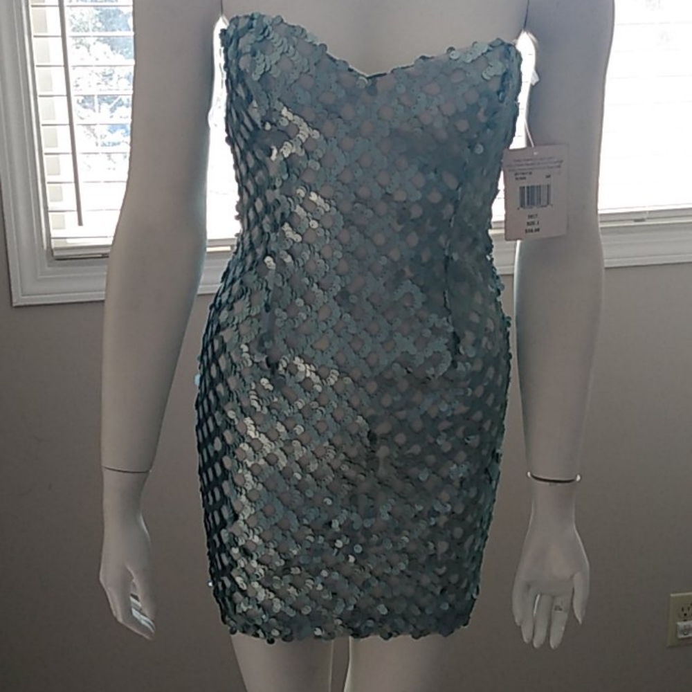 Trixxi Party mermaid metallic green dress size 3 new with tags